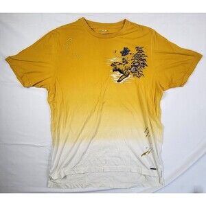 Sean John Men's Size XXL Yellow Fade Gold Embroidered Tiger T Shirt Asian